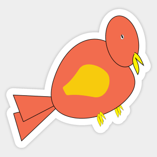 Red bird with yellow beak doodle Sticker